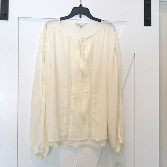 New Zac & Rachel long sleeve ivory blouse Cottagecore lace sleeves & front Large - Picture 1 of 14
